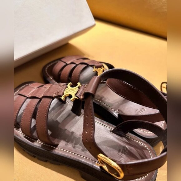 Celine Triomphe Gladiator Chunky Brown Sandals - Picture 6 of 6